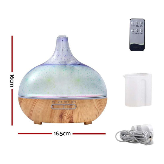 DEVANTI Aroma Aromatherapy Diffuser 3D LED Night Light Firework Air Humidifier Purifier 400ml Remote Control - Magdasmall