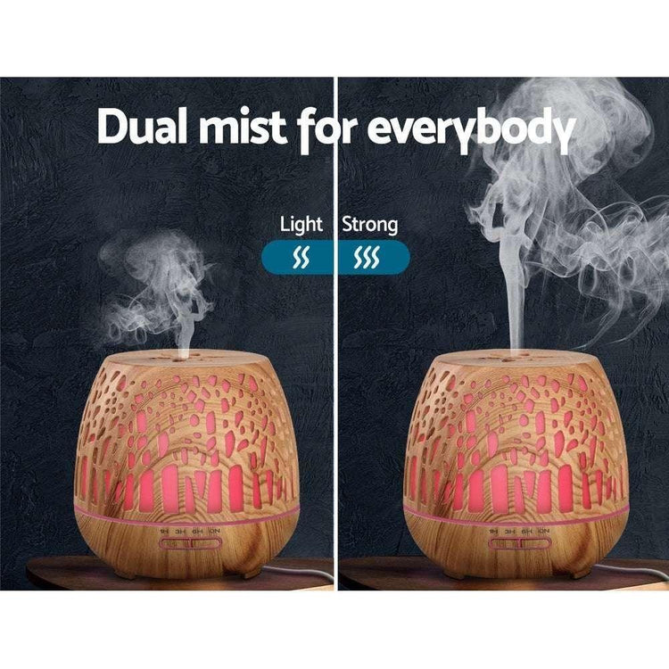 Devanti Aroma Diffuser Aromatherapy Humidifier Essential Oil Ultrasonic Cool Mist Wood Grain Remote Control 400ml - Magdasmall