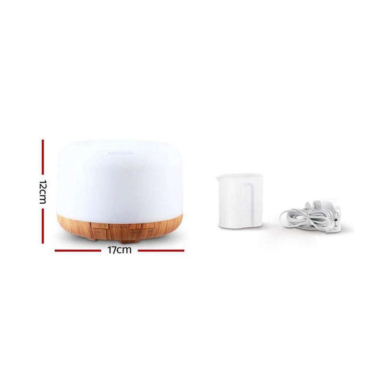 DEVANTI Aroma Diffuser Aromatherapy LED Night Light Air Humidifier Purifier Light Wood Grain 500ml