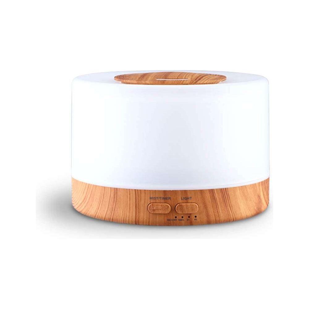 DEVANTI Aroma Diffuser Aromatherapy LED Night Light Air Humidifier Purifier Round Light Wood Grain 500ml Remote Control