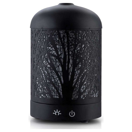 DEVANTI Aroma Diffuser Aromatherapy LED Night Light Iron Air Humidifier Black Forrest Pattern 160ml