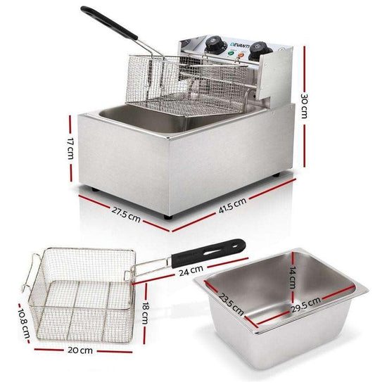 Devanti Commercial Electric Single Deep Fryer - Silver