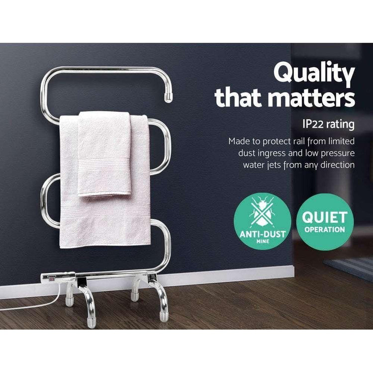 Devanti Electric Heated Towel Rail Rack Rails Freestanding 5 Bars - Magdasmall