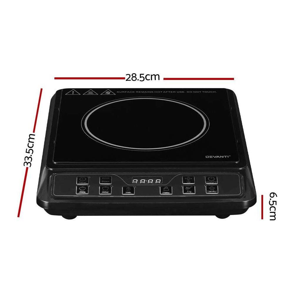 Devanti Electric Induction Cooktop Portable Cook Top Ceramic Kitchen Hot Plate - Magdasmall