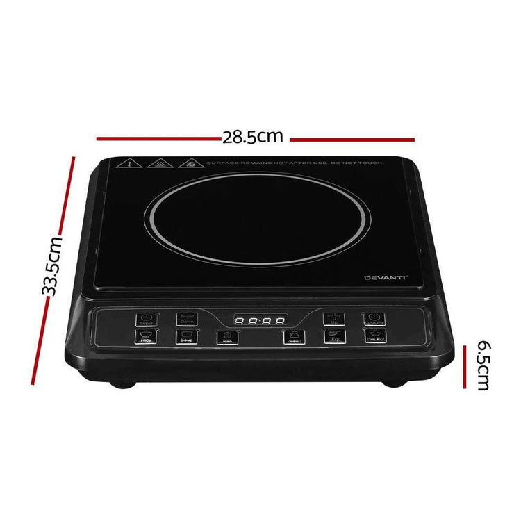 Devanti Electric Induction Cooktop Portable Cook Top Ceramic Kitchen Hot Plate - Magdasmall