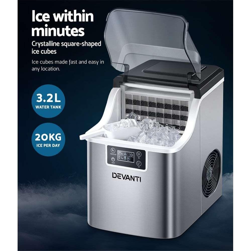 Devanti Ice Maker Machine Commercial Portable Ice Cube Tray Countertop 3.2L - Magdasmall