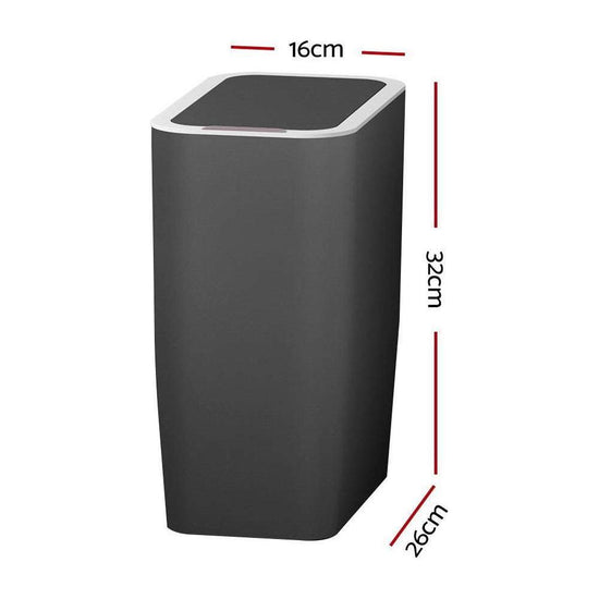 Devanti Motion Sensor Bin Automatic Rubbish Bins Waste Trash Can Ash Black 9L - Magdasmall