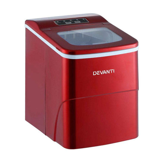 DEVANTi Portable Ice Cube Maker Machine 2L Home Bar Benchtop Easy Quick Red