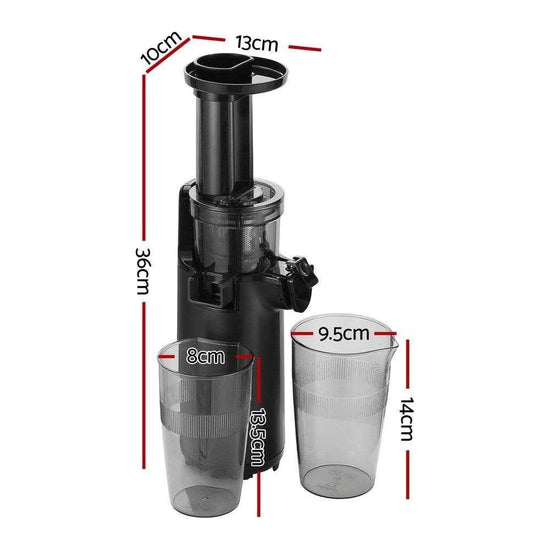 Devanti Slow Juicer Cold Press Fruit Juice Extractor 130W Black