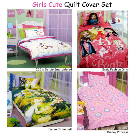 Disney Barbie Embroidery Quilt Cover Set Single