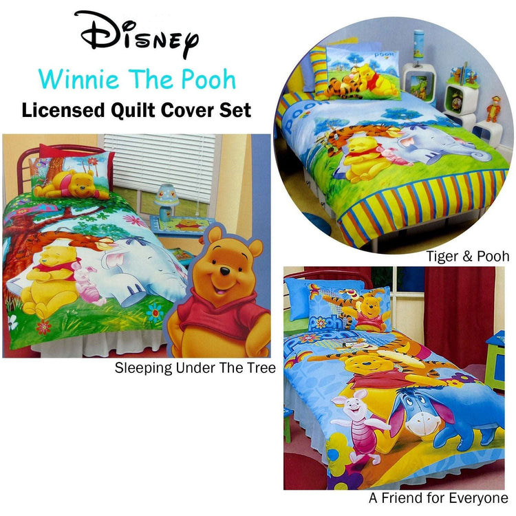 Disney Winnie The Pooh Quilt Cover Set Sleeping Under The Tree Double