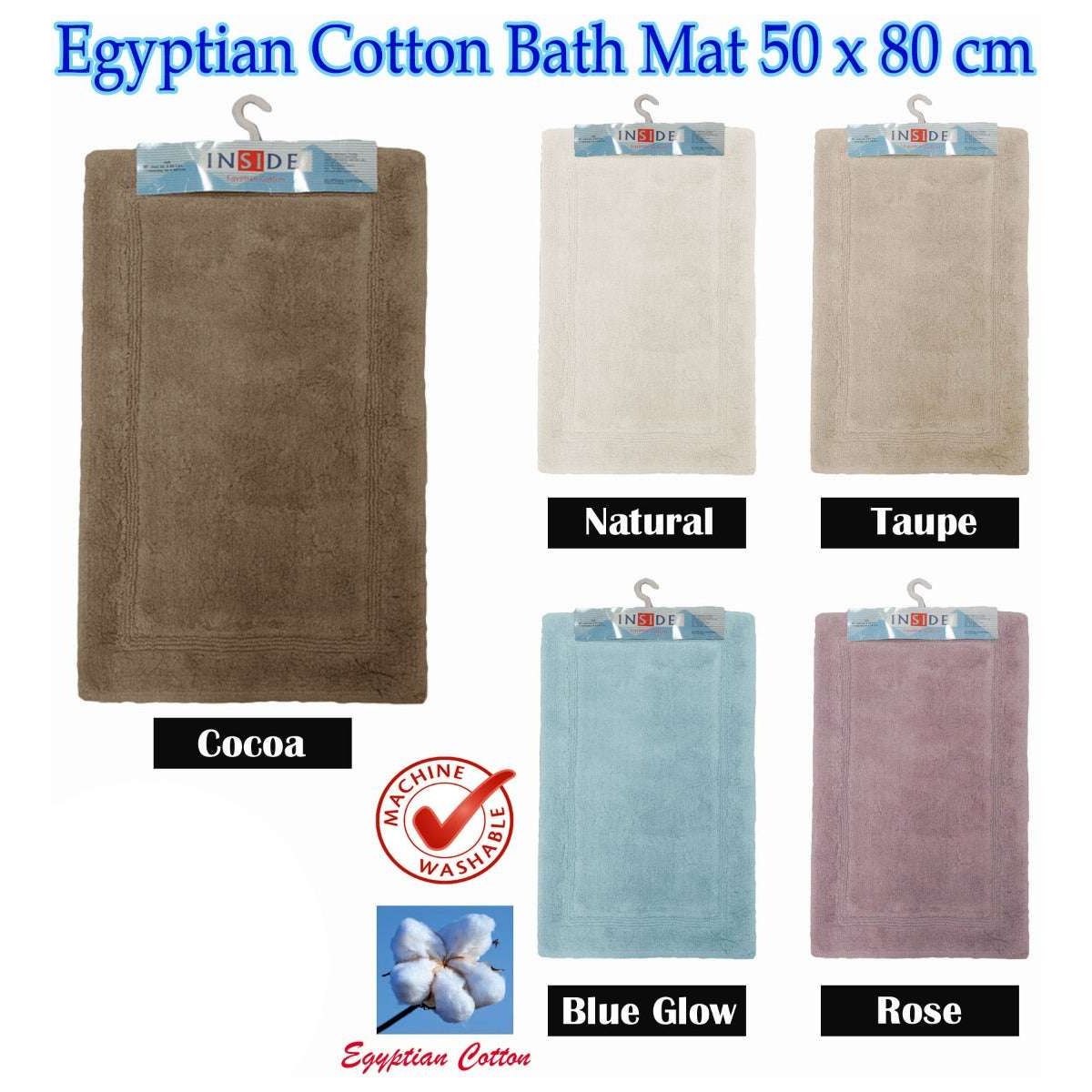 Egyptian Cotton Bath Mat 50x80 cm Natural - Magdasmall