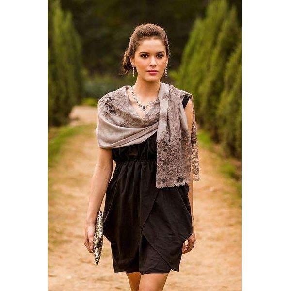 Elegant Lace Insert Shawl - Magdasmall