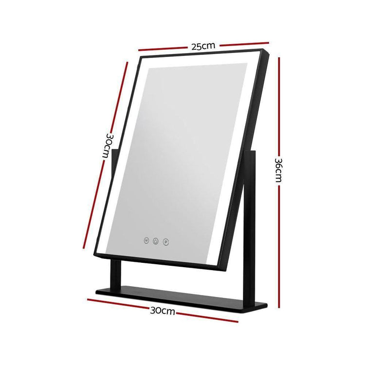 Embellir Makeup Mirror 25x30cm with Led light Lighted Standing Mirrors Black