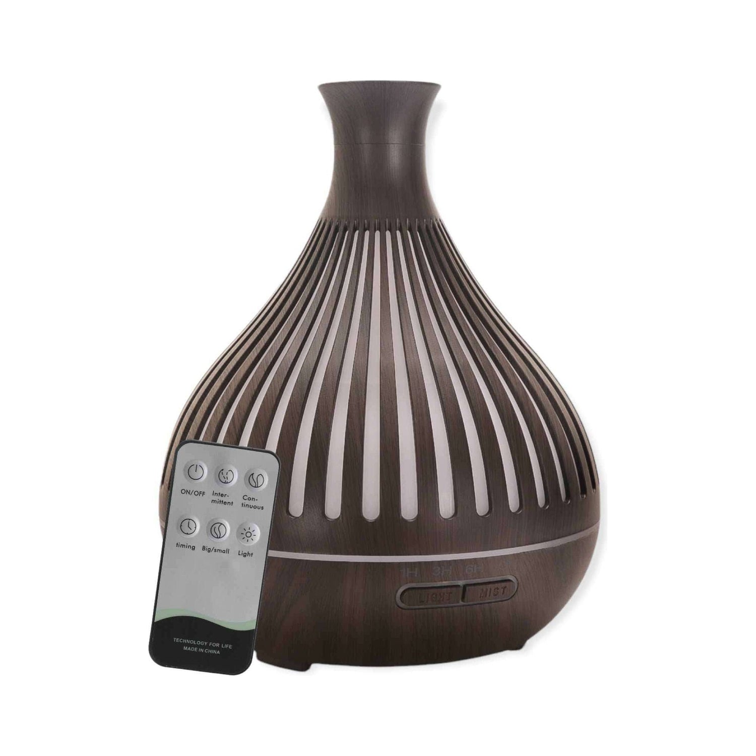 Essential Oil Aroma Diffuser - 400ml Remote Dark Wood Ultrasonic Mist Humidifier