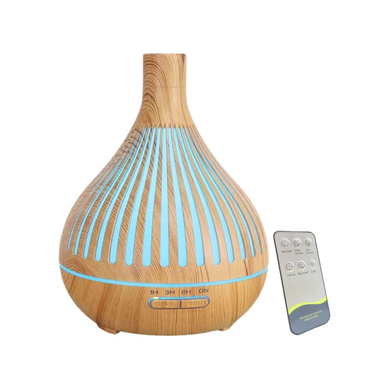 Essential Oil Aroma Diffuser and Remote - 400ml Narrow Top Wood Mist Humidifier