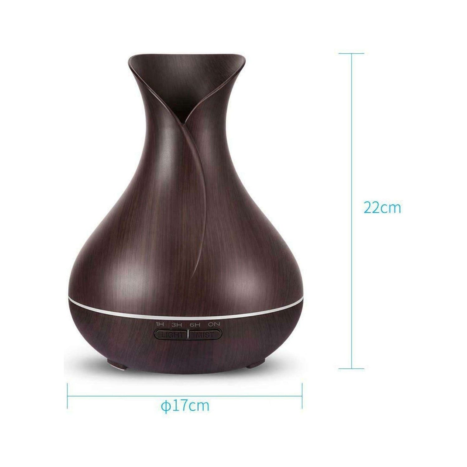 Essential Oil Aroma Diffuser and Remote - 400ml Tulip Dark Ultrasonic Humidifier