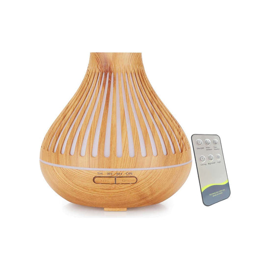 Essential Oil Aroma Diffuser and Remote - 500ml Flat Top Wood Mist Humidifier