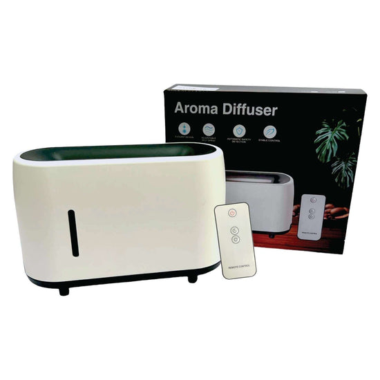 Essential Oil Aroma Diffuser and Remote - White 240ml Flame Fire Style Air Humidifier