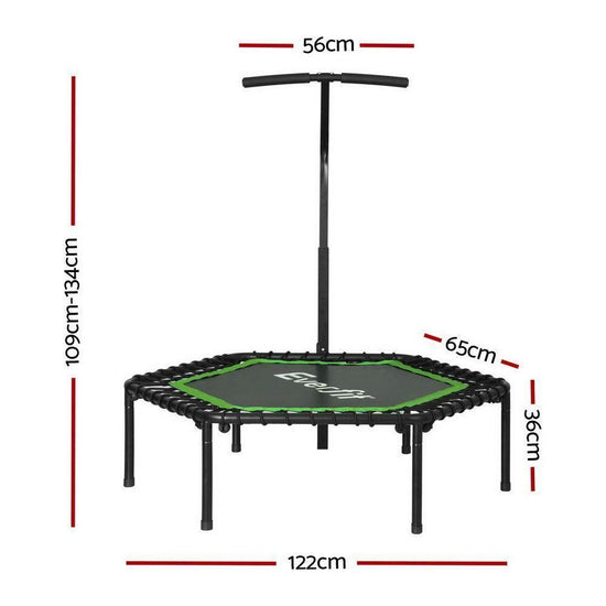 Everfit 48inch Hexagon Trampoline Kids Exercise Adjustable Handrail Green