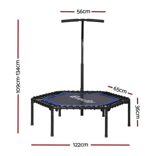 Everfit 48inch Hexagon Trampoline Kids Exercise Fitness Adjustable Handrail Blue