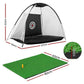 Everfit Golf Practice Net And Training Mat Set Cage Training Aid Hitting Mat Black