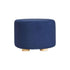 Fabric Ottoman Round Wooden Leg Foot Stool - DARK BLUE