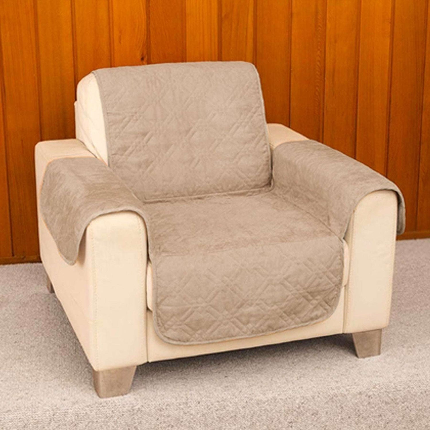 Faux Suede 1 Seater Sofa Protector Camel - Magdasmall