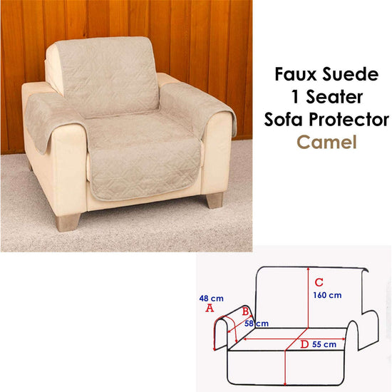 Faux Suede 1 Seater Sofa Protector Camel - Magdasmall