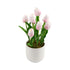 Flowering Pink Artificial Tulip Plant Arrangement With Ceramic Bowl 35cm - Magdasmall