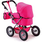 Foldable Dolls Pram with Height-Adjustable Handle and Shoulder Bag, Stable, Pink