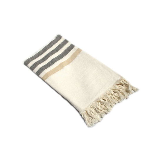 Fringe Turkish Towel Wide Stripes Black Taupe - Magdasmall