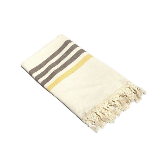 Fringe Turkish Towel Wide Stripes Chocolate Yellow - Magdasmall