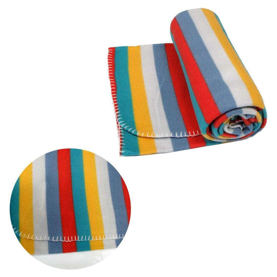 Funky Cute Polar Fleece Throw Rug Bright Stripes - Magdasmall