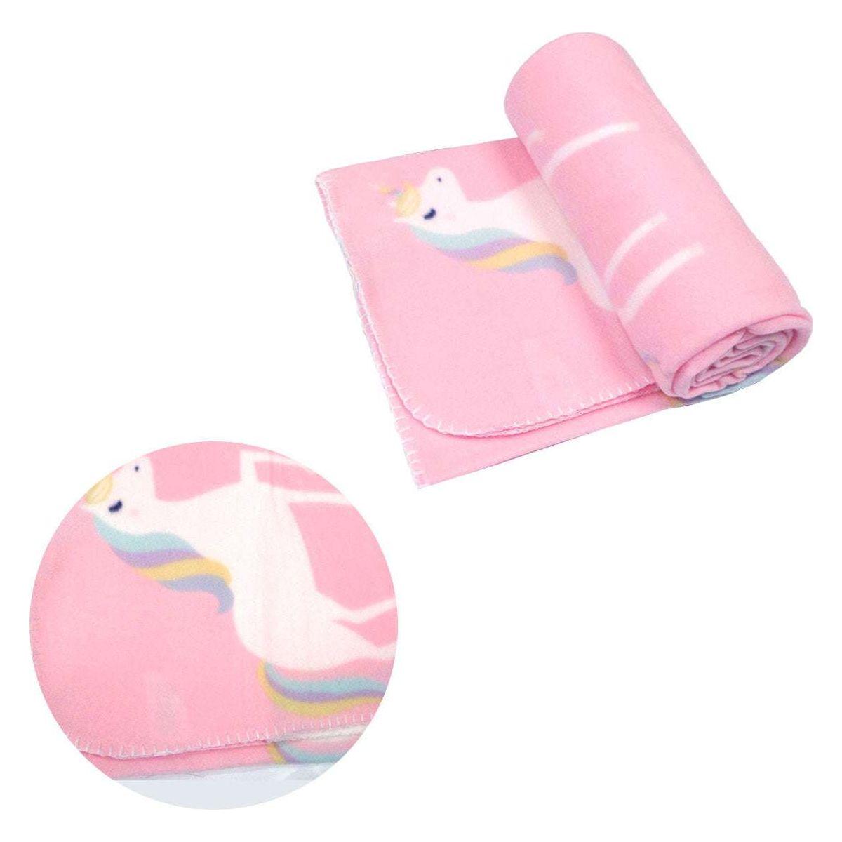 Funky Cute Polar Fleece Throw Rug Pink Unicorn - Magdasmall