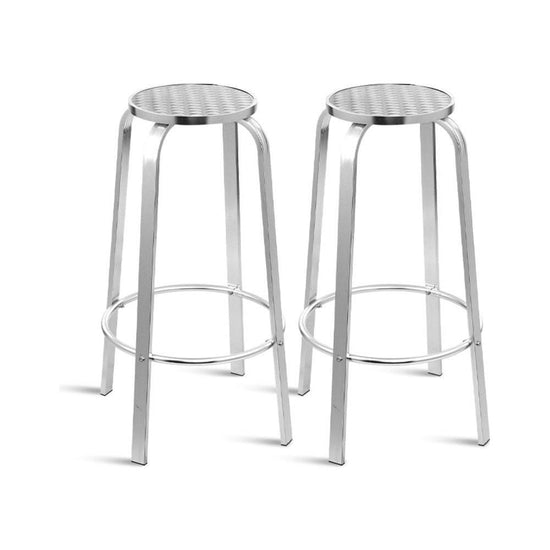 Gardeon 2-Piece Outdoor Bar Stools Patio Indoor Bistro Aluminum Chairs