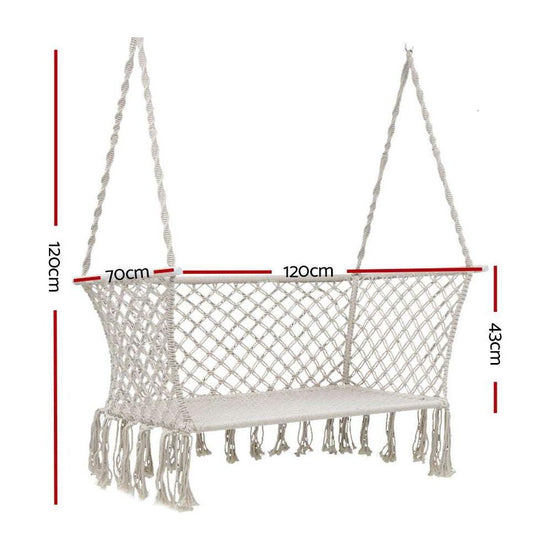 Gardeon Camping Hammock Chair Patio 2 Person Swing Hammocks Double Portable Cream