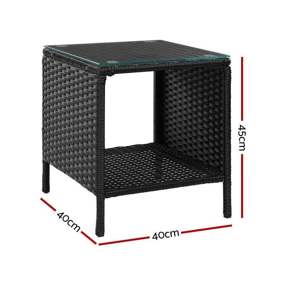 Gardeon Coffee Side Table Wicker Desk Rattan Outdoor Furniture Garden Black