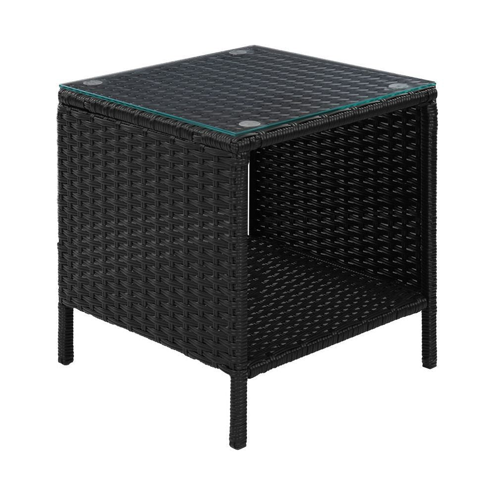 Gardeon Coffee Side Table Wicker Desk Rattan Outdoor Furniture Garden Black