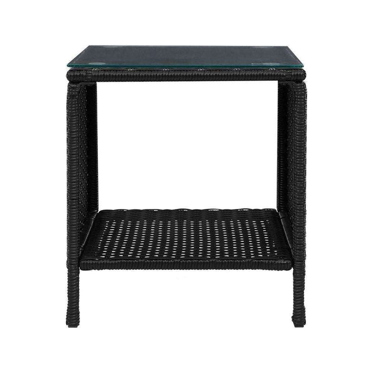 Gardeon Coffee Side Table Wicker Desk Rattan Outdoor Furniture Garden Black