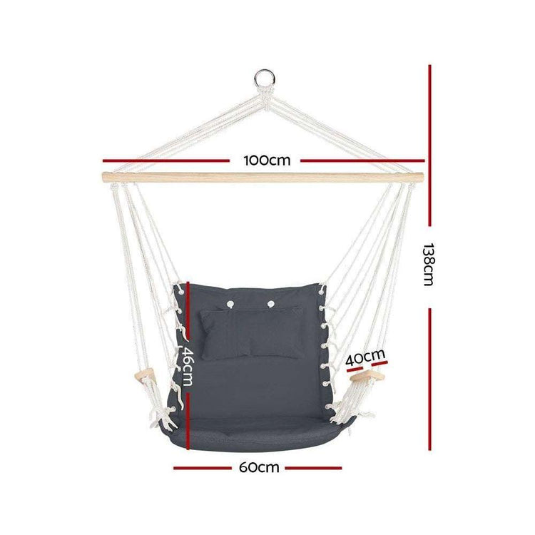 Gardeon Hammock Hanging Swing Chair - Grey - Magdasmall