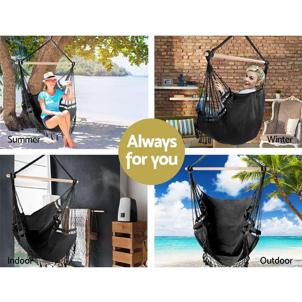 Gardeon Hammock Swing Chair - Grey - Magdasmall