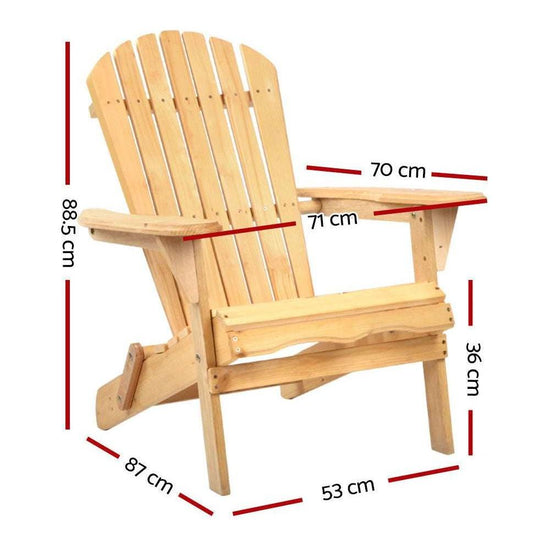 Gardeon Outdoor Chairs Furniture Beach Chair Lounge Wooden Adirondack Garden Patio