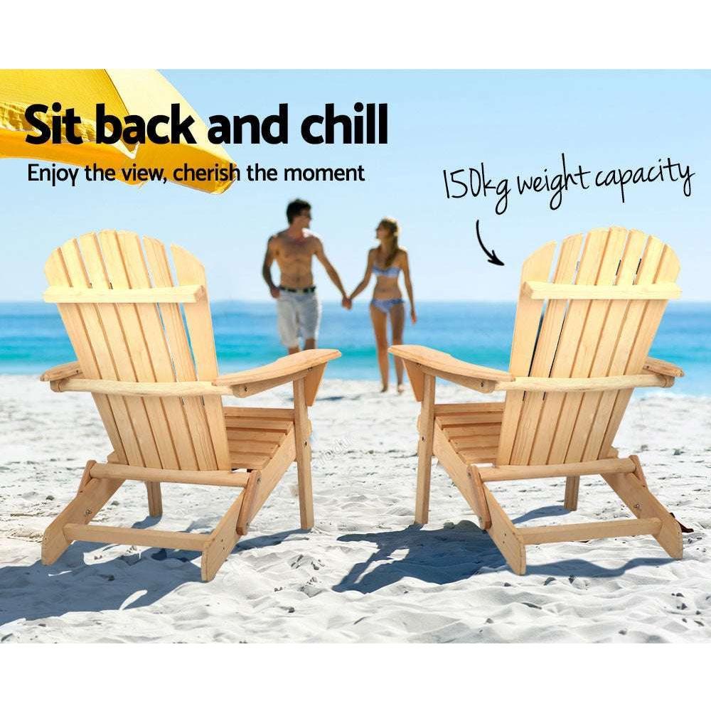 Gardeon Outdoor Chairs Furniture Beach Chair Lounge Wooden Adirondack Garden Patio