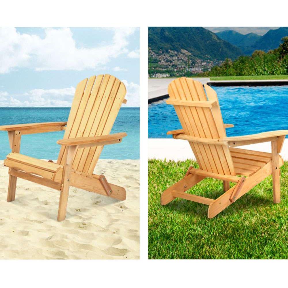 Gardeon Outdoor Chairs Furniture Beach Chair Lounge Wooden Adirondack Garden Patio