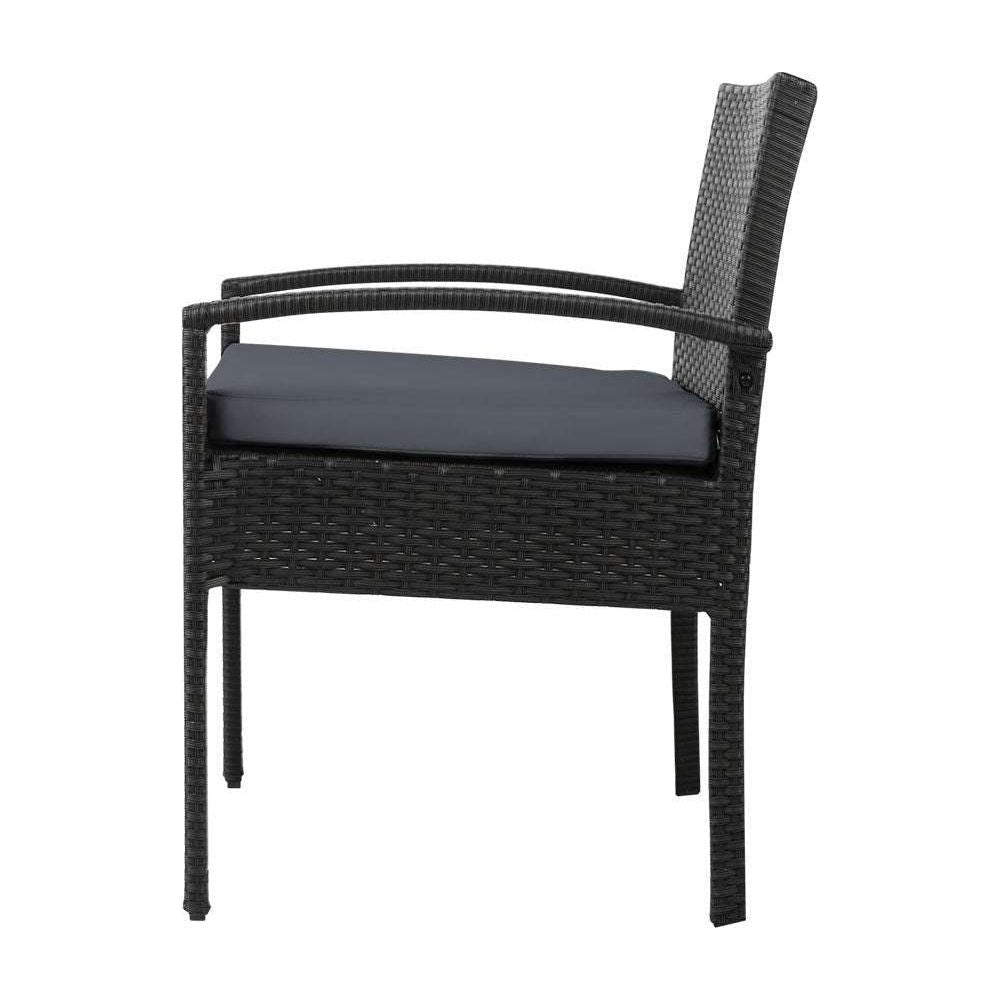 Gardeon Outdoor Furniture Bistro Wicker Chair Black