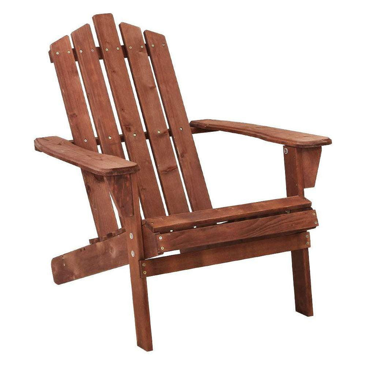 Gardeon Outdoor Sun Lounge Beach Chairs Table Setting Wooden Adirondack Patio Brown Chair