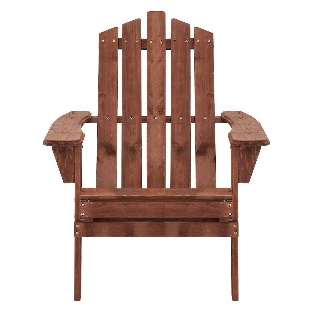 Gardeon Outdoor Sun Lounge Beach Chairs Table Setting Wooden Adirondack Patio Brown Chair