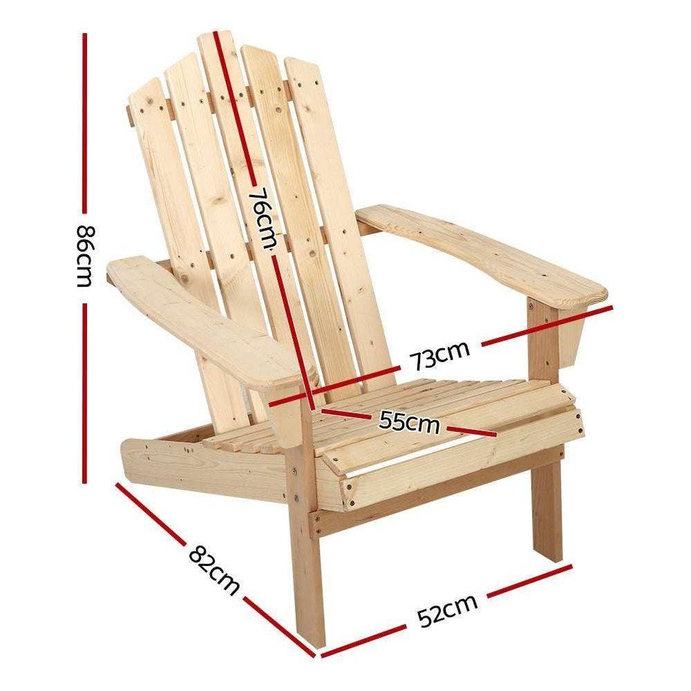 Gardeon Outdoor Sun Lounge Beach Chairs Table Setting Wooden Adirondack Patio Chair Light Wood Tone