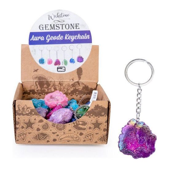 Gemstone Aura Quartz Geode Keychain (SENT AT RANDOM)